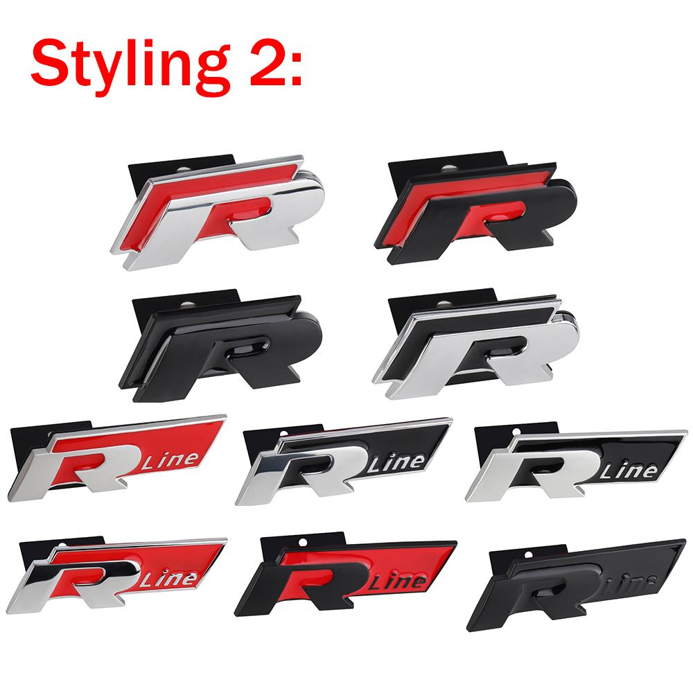 ARQWZ1 3D Car Front Grille Trunk Emblem Sticker For R Rline Logo Badge Stickers Volkswagen Polo Passat Golf Jetta Polo Touran CC T-ROC