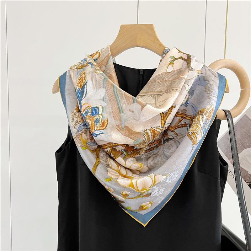 110*110 см двухсторонний шелковый шарф женский щедрый шарф шелковый шарф шаль 110*110cm — фото 4