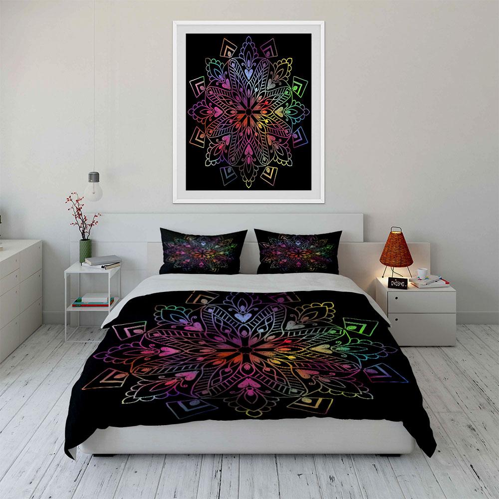 Radiant kaleidoscope blossom. Bedding sets Duvet covers Pillowcases(1* Duvet Cover 2* Pillowcases without duvet insert)