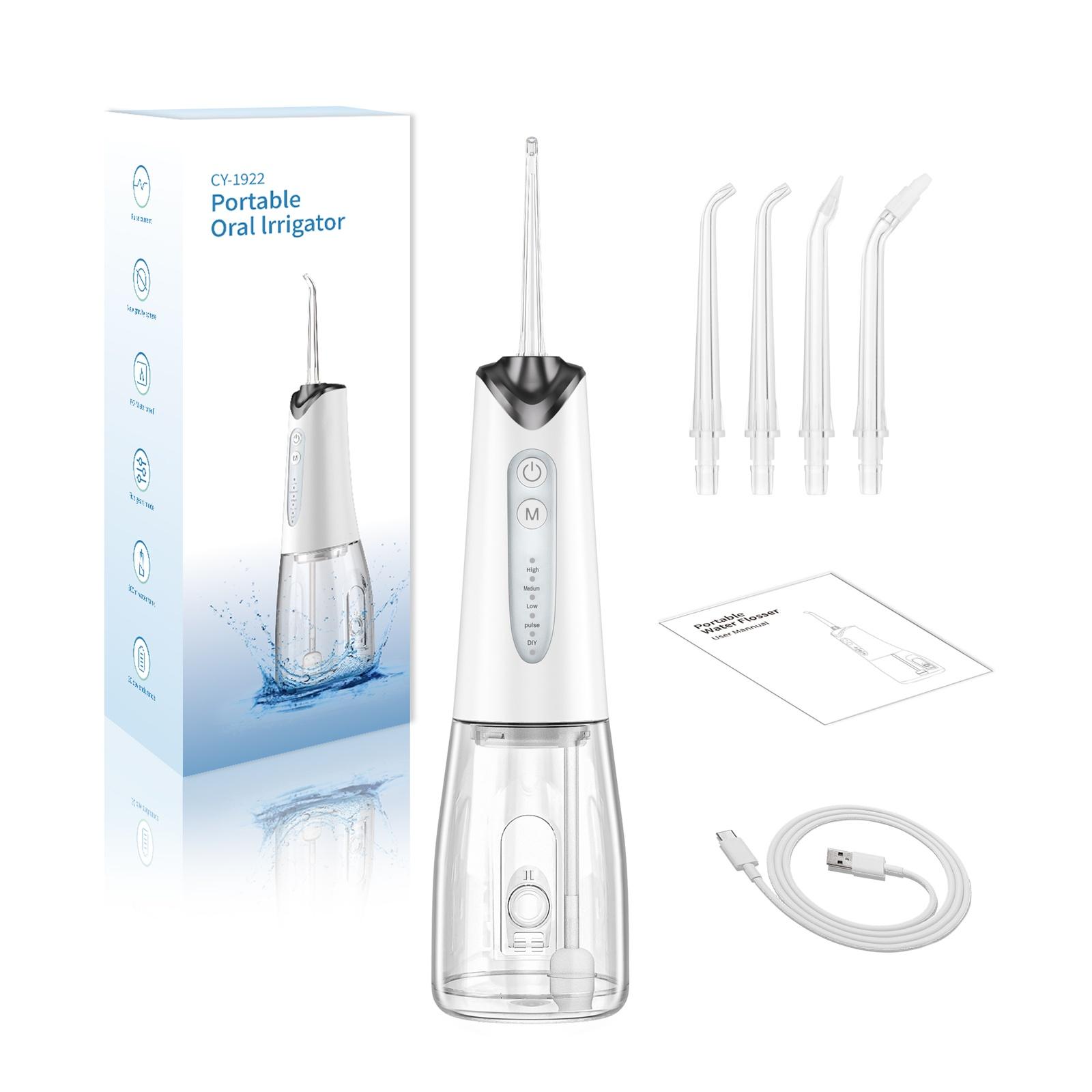 

Portable Oral Irrigator Water Flosser Electric Dental Cleaner High Frequency Pulse Cordless Water Jet for Home Use Rechargeable one size белый