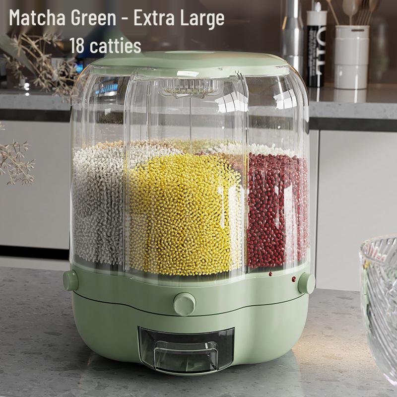 Japanese-Style Rotating Rice Storage Box - Large Capacity, Insect & Moisture-Proof Grain Container