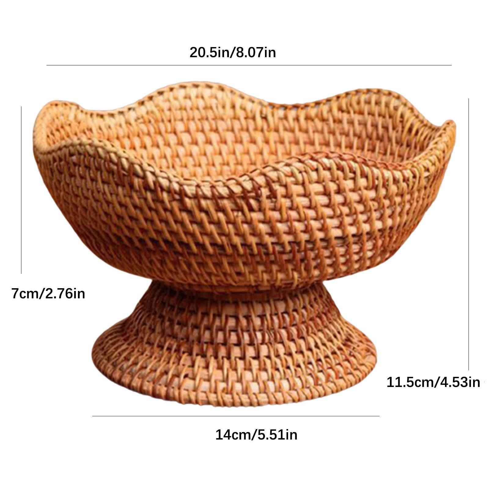 

Woven Fruit Basket Decorative Pantry Organizer Food Snack Serving Basket for Countertop Bathroom Picnic Party Dining Room One Size