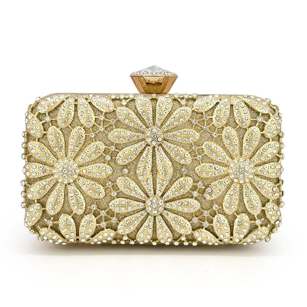 Floral Diamond Evening Bags Luxury Chain Shoulder Crossbody Bags Party Wedding Clutch Ladies Elegant Purse Handbags