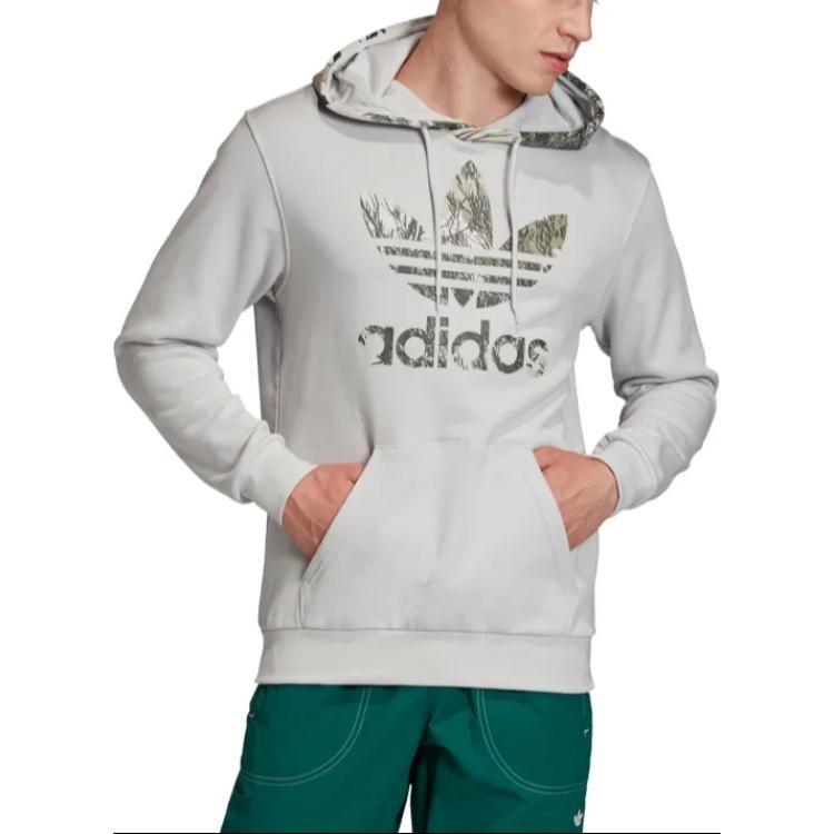Men's adidas originals Camouflage Logo Printing Pullover Light Grey GD5955