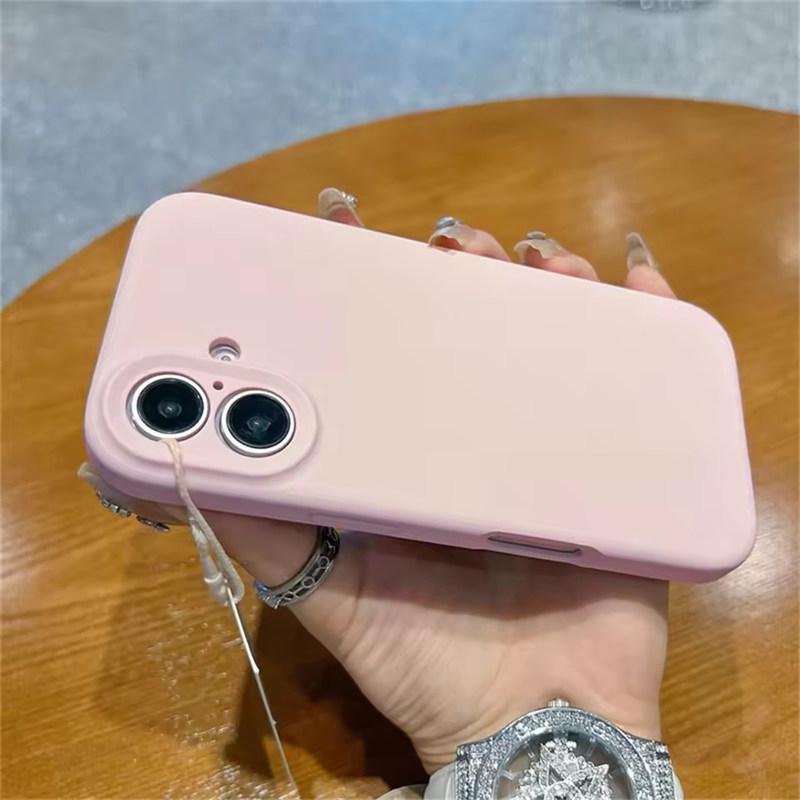 Hochwertige flüssige weiche Silikon-Telefonhülle für iPhone 16 15 14 12 13 Pro Max Plus Kameraschutz Stoßfeste Stoßstangenrückseite