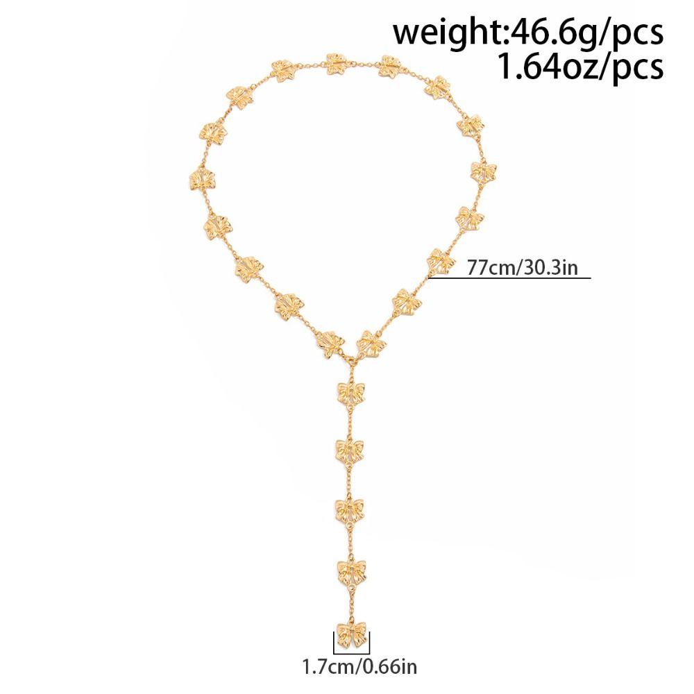 Simple Long Tassel Choker Punk Y-Shaped Sweater Chain Vintage Bow Pendant Necklace  Beach