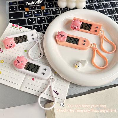 Cute Loopy Hanging Digital Electronic Clock Backpack Keychain Bag Pendant Multifunctional Electronic Watch Mini Watch Timer Gift