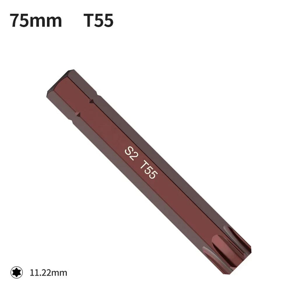 1 Stück 75mm Magnetischer Torx Schraubendreher Bit Stahl 10mm Sechskant Schaft Schraubendreher Für Schlagschrauber T20/T25/T30/T40/T45/T50/T55