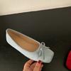 Retro Solid Color Single Shoes Autumn New Light Mouth Bow Grandma Shoes Inner Height Increase One Pedal