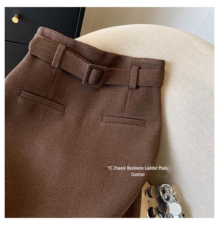 2025 Autumn/Winter High-Waisted Grey A-line Skirt - Thickened, Slimming, Hip-Hugging