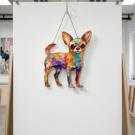 Acrylic Puzzle Suncatcher Cute Dog Sun Catcher Panel DIY Jigsaw Puzzle Window Hanging Ornament for Home Garden Decor