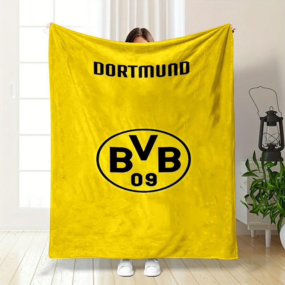 "Dortmund BVB 09 Logo Yellow Design printed Flannel blanket for bedroom, living room, sofa, and nap"