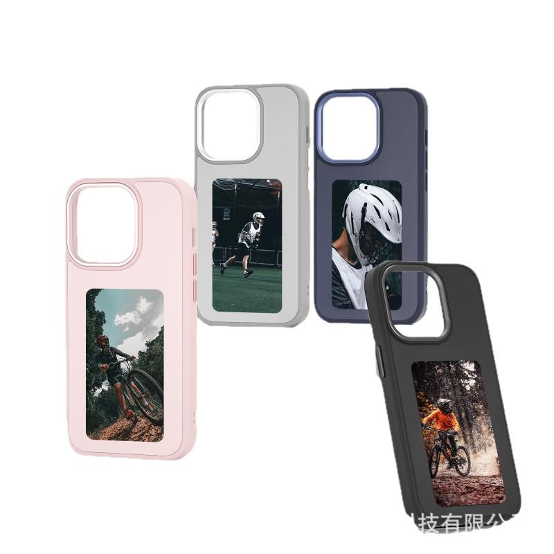 DIY 4-Color E-Ink Screen Phone Case IPhone 11 To 16 Pro Max With Magnetic Mount Anti-Fingerprint Shockproof Silicone Cover