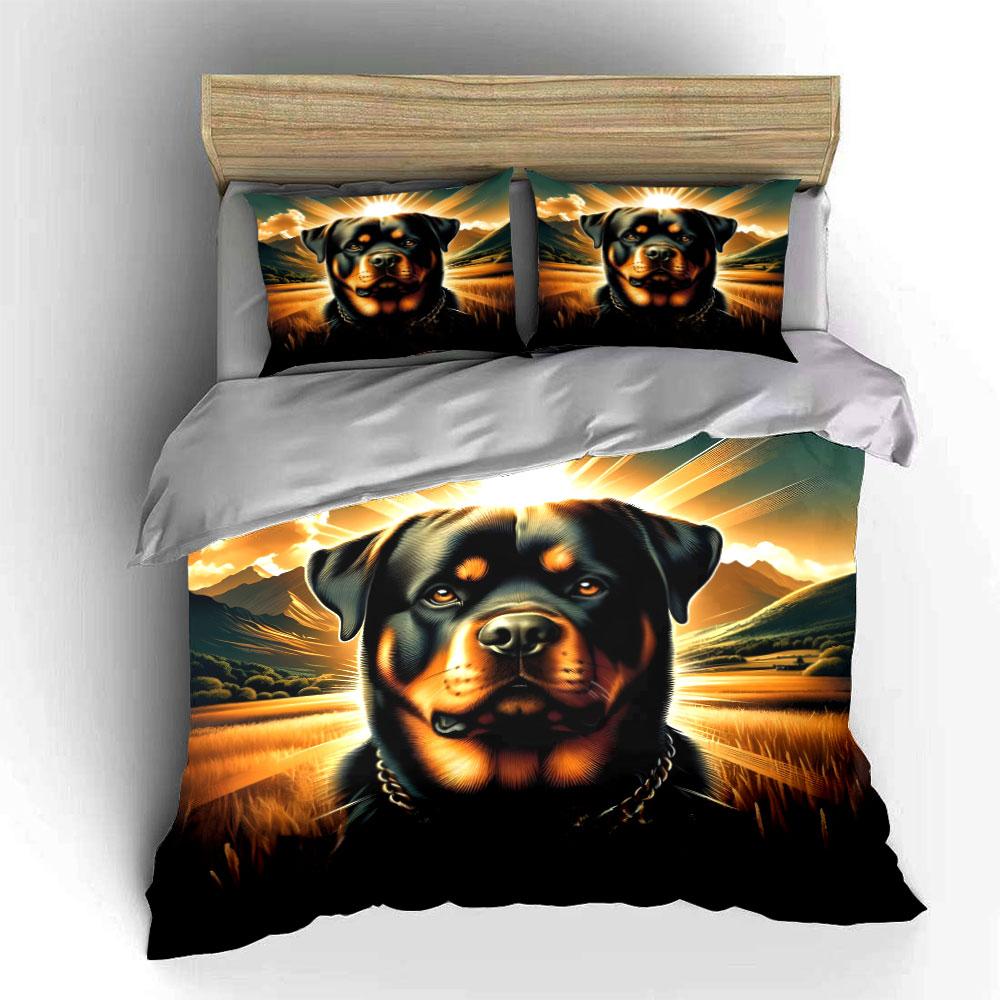 Rottweiler Dog and Landscape. Bedding Sets Duvet Cover Sets Duvet Covers Pillowcases(1 * Duvet Cover 2 * Pillowcases Without Duvet Insert)