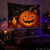 Halloween Tapestry, Pumpkin Spider Web, Black Cat Moon Print Wall Hanging, Bedroom Party Wall Decoration