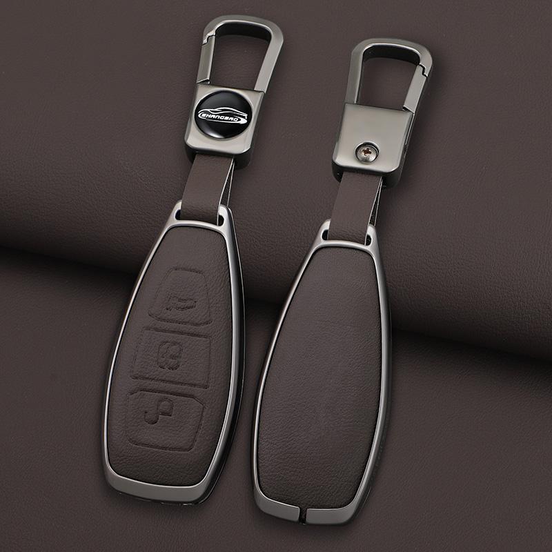 Zinc Alloy Leather Full Cover Car Key Case for Ford Focus 3 4 ST Mondeo MK3 MK4 Fiesta Fusion Kuga 2013 2014 2015 2017