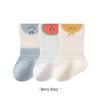 Three-Pair Pack: Breathable Baby Mid-Calf Cartoon Socks with Loose Cuff for Infants and Toddlers