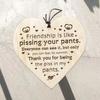 Peach Heart Wooden Friendship Hanging Tag - Funny Greeting Card Gift