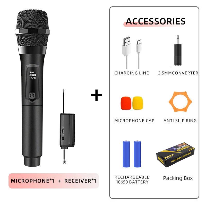 

Двойной беспроводной ручной микрофонный комплект с зарядкой для наружных трансляций, встреч и пения