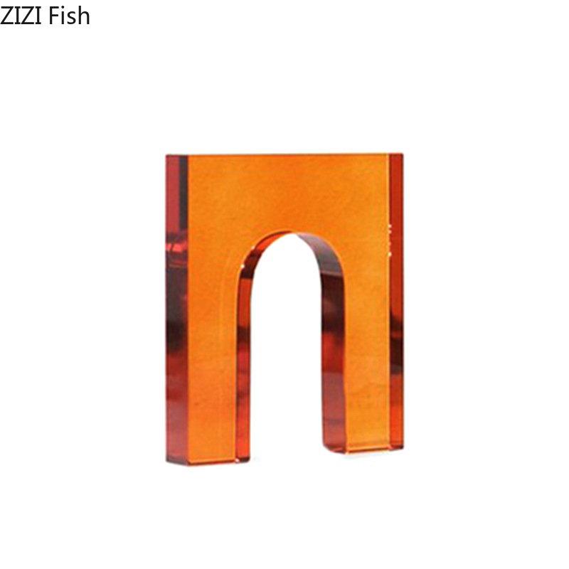 Colorful Geometric Crystal Arch Ornaments Transparent Geometric Square Crystal Statue Desk Decoration Glass Crafts Sculpture