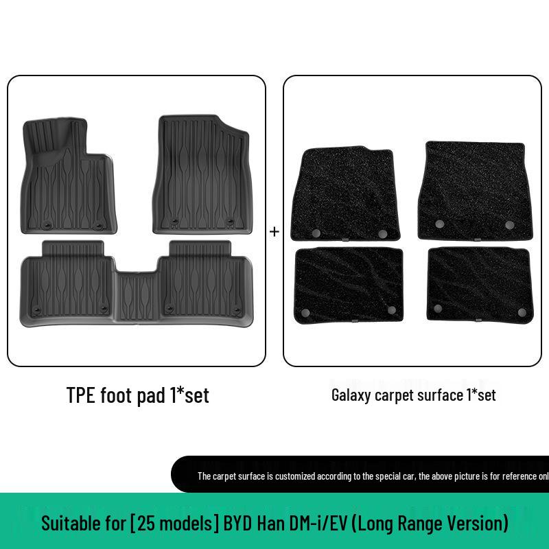 Eco-friendly TPE Floor and Trunk Mats for 2020-2025 BYD Han DMi/EV Cars.