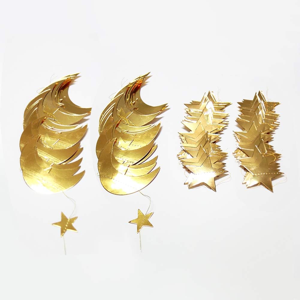 Decor365 Gold Moon Star Garland Ramadan Decorations Twinkle Little Star Two The Moon Birthday Party Decoration Whimsical Decor Starry New Year Eve