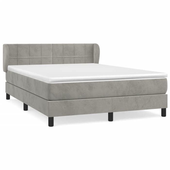 3127493 vidaXL Lit à sommier tapissier et matelas Gris clair 140x200cm Velours