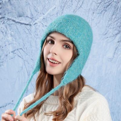 Autumn Winter Women's Knitted Hat Outdoor Coldproof Warm Wool Hat Ear Protection Cap