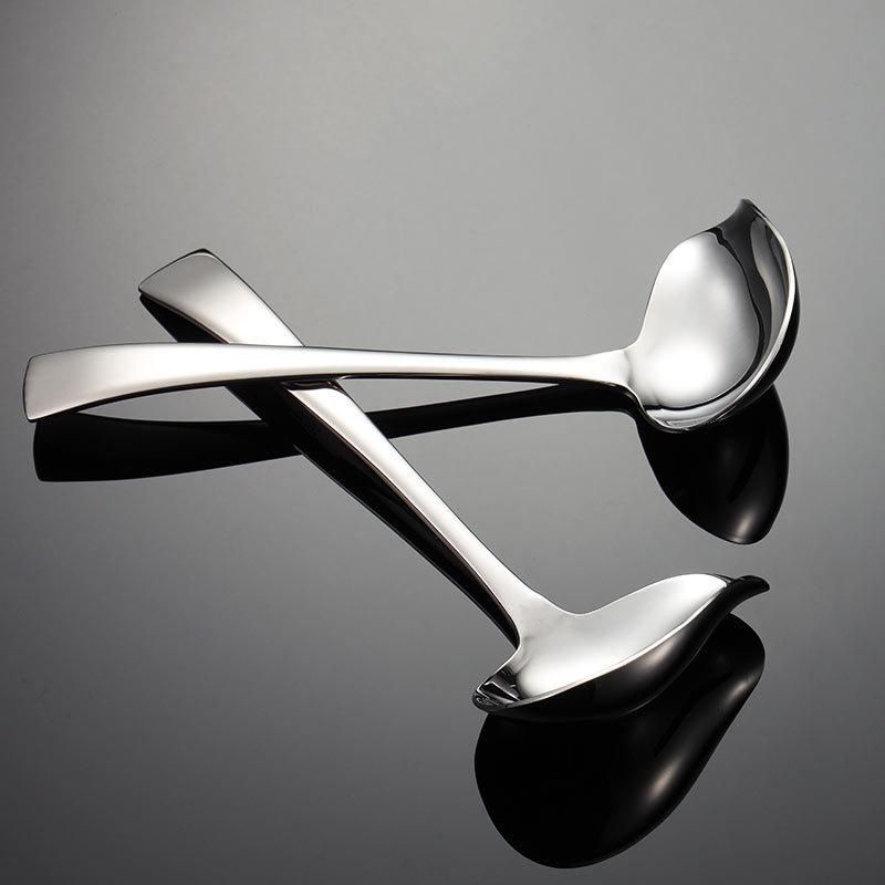 304 Stainless Steel Duck Beak Spoon Mirror Polished Special-shaped Soup Shell Sauce Crooked Beak Sauce Spoon Hotel Supplies KAYA