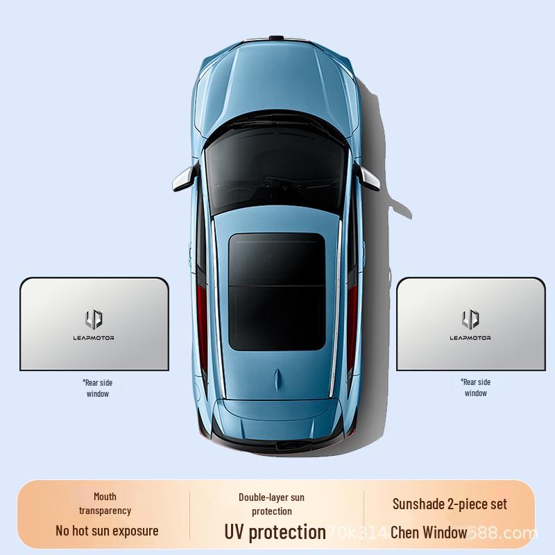 Leapmotor Car Sunshade Set: C10, C11, C16, T03, A10, LAFA5 Models - 5-Piece Windshield & Side Window Shades.
