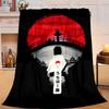 1PC Anime Red Clouds On Black Background Flannel Blanket Suitable for Both Men And Women, Soft Ideal for Beds And Sofa, Birthday Or Christmas Gift