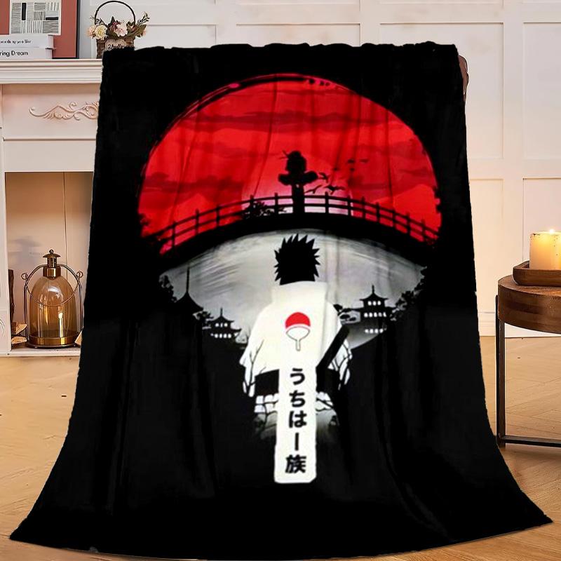 1PC Anime Red Clouds On Black Background Flannel Blanket Suitable for Both Men And Women, Soft Ideal for Beds And Sofa, Birthday Or Christmas Gift