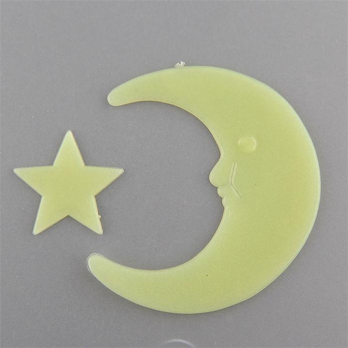 Stars Moon Sun Luminous Glow In The Dark Fluorescent Home Wall Stickers Decal (11 Stars +1 moon)/set