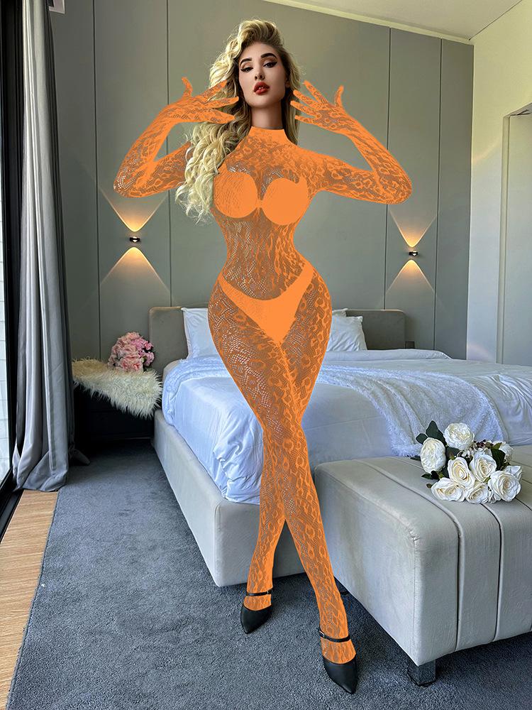 Women Sexy Lingerie Bodystocking for Women - Mesh See-Through Jumpsuit with Long Sleeves Breathable Stretchy Adult Nightwear