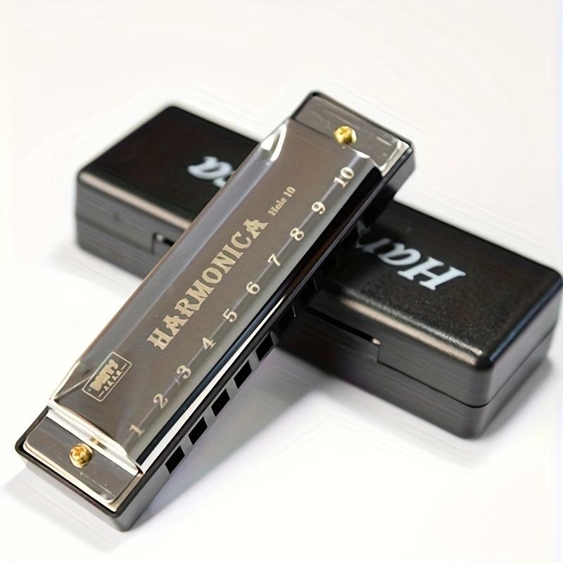 10-Hole Blues Harmonica C Key Professional Diatonic Harmonica for Adults Beginners Rich Sound for Blues Folk Rock Country JXB