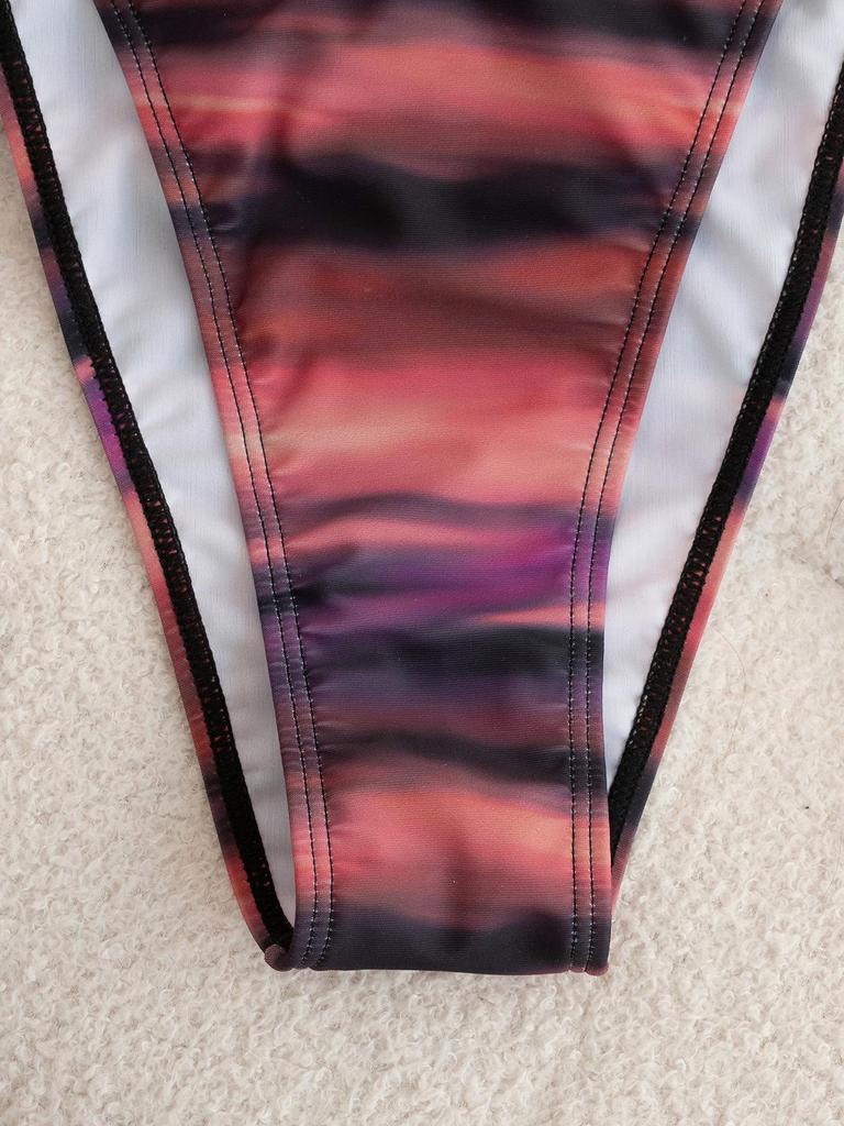 Europäisches Batik-Bikini-Oberteil mit einem Träger und passendem Unterteil für Damen