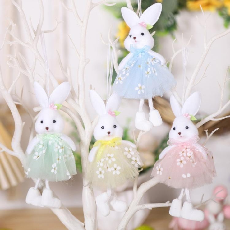 4Pcs Holiday Rabbit Ornaments with Dress Finish for Decorating Holiday Tables Garden and More