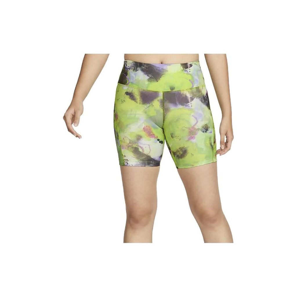 Nike Air Dri Fit Floral Print Mid Rise Running Shorts Women Shorts Green DM7792-321