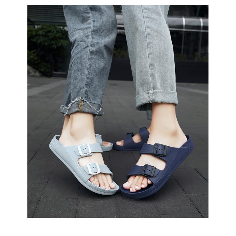 Unisex Double Buckle Slide Slippers Comfortable Non-Slip Sole Lightweight Casual Footwear