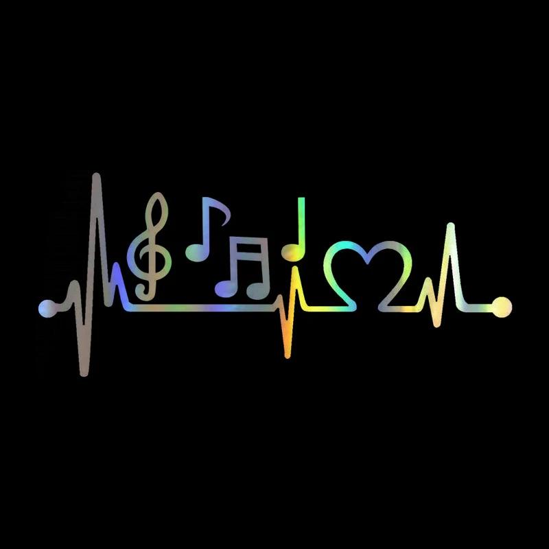 Music Heartbeat Rhythm Car Decal - Universal Reflective Vinyl Sticker for Auto/Motorcycle, Waterproof & Self-Adhesive Exterior D