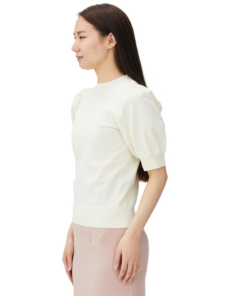 Natural Beauty Basic Puff Sleeve Knit Women's Sweater, Off-White