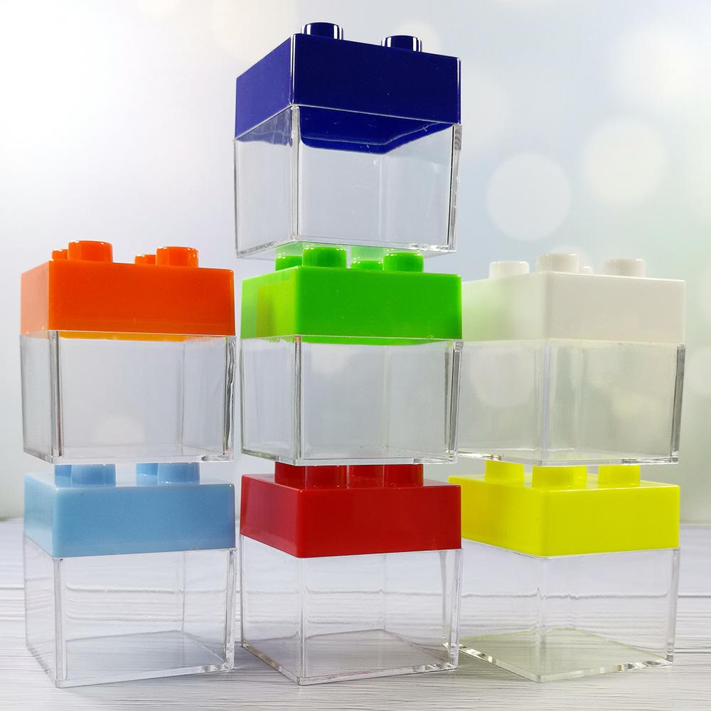 12/24pcs Personalized Cute Transparent Building Blocks Plastic Storage Box Wedding Candy Box Party Birthday Candy Box