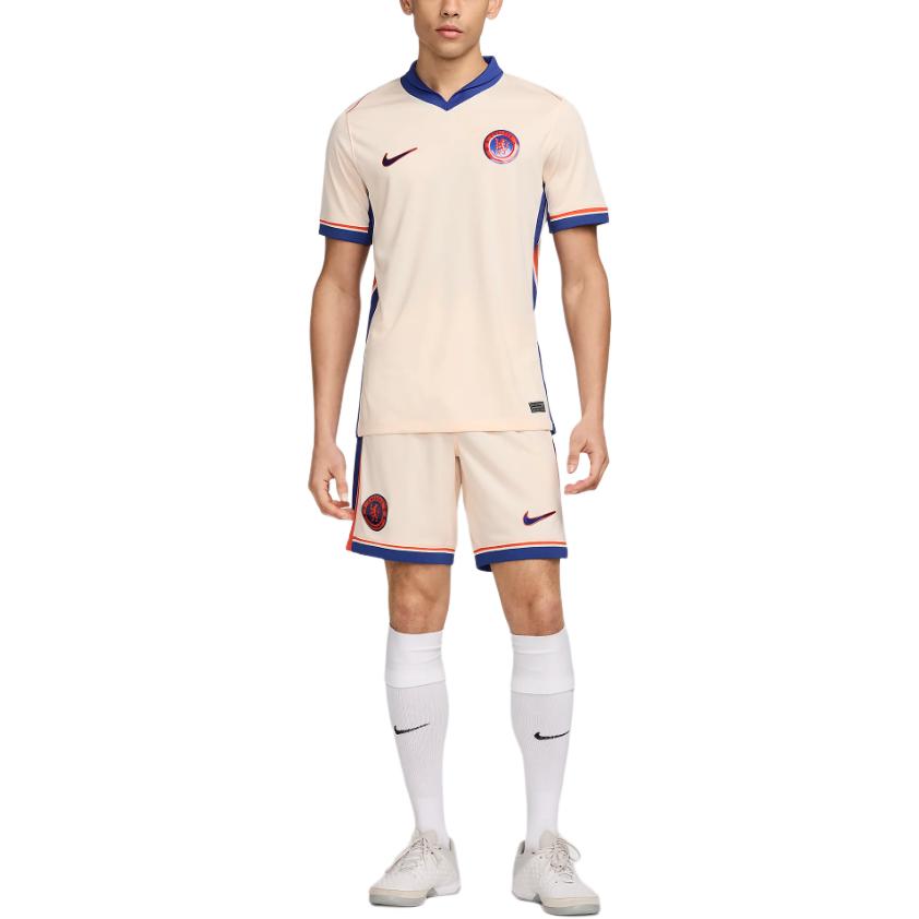 Nike Chelsea FC SS24 Dri-FIT Series Logo V-Neck Away Short Sleeve Football Shirt Men Tops Orange Blue FN8786839