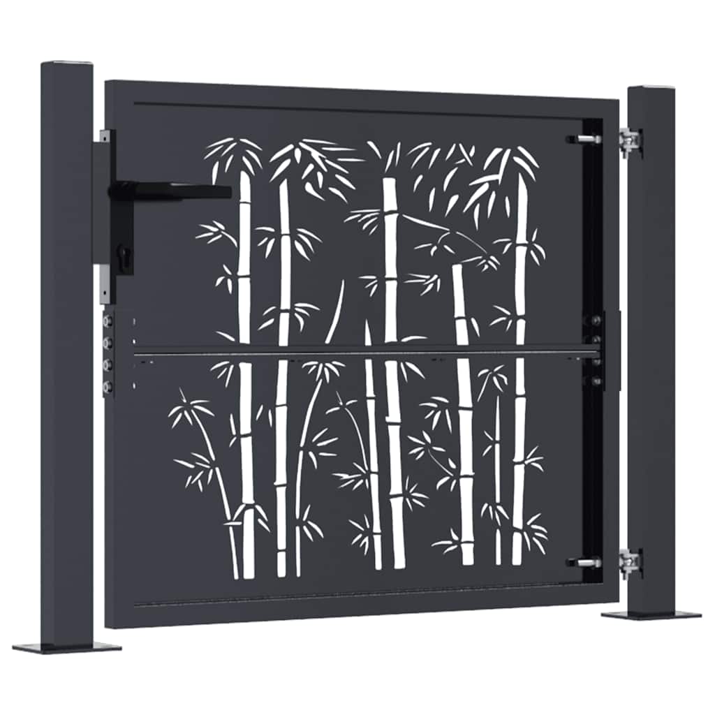Furtka Ogrodowa, Antracytowa, 105X105 Cm, Stal, Motyw Bambusa