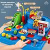 Non-Toxic Racing Rail Car Model Educational Toys Children Track Adventure Game Brain Mechanical Interactive Train Animals Space Rocket Toy