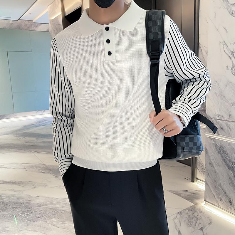 Shirt Collar Fake Two-Piece Thickened Sweater Autumn and Winter Korean Style Knitwear Youth Leisure Warm Sweater