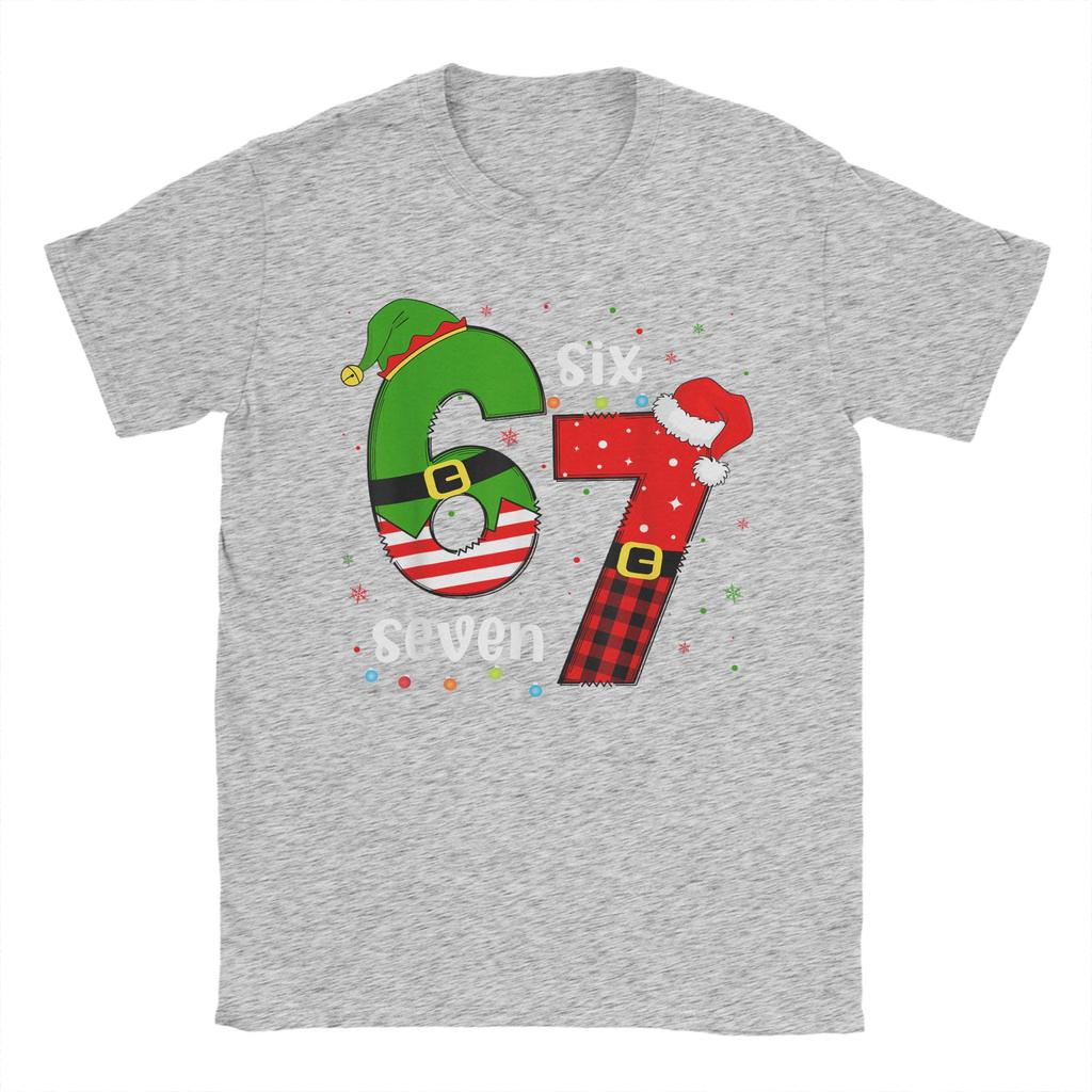 Funny 67 Six Seven Christmas Xmas 6 7 T-Shirt Summer Novelty T-Shirts Cotton O Neck Oversize Tees Short Sleeves Street Tshirt