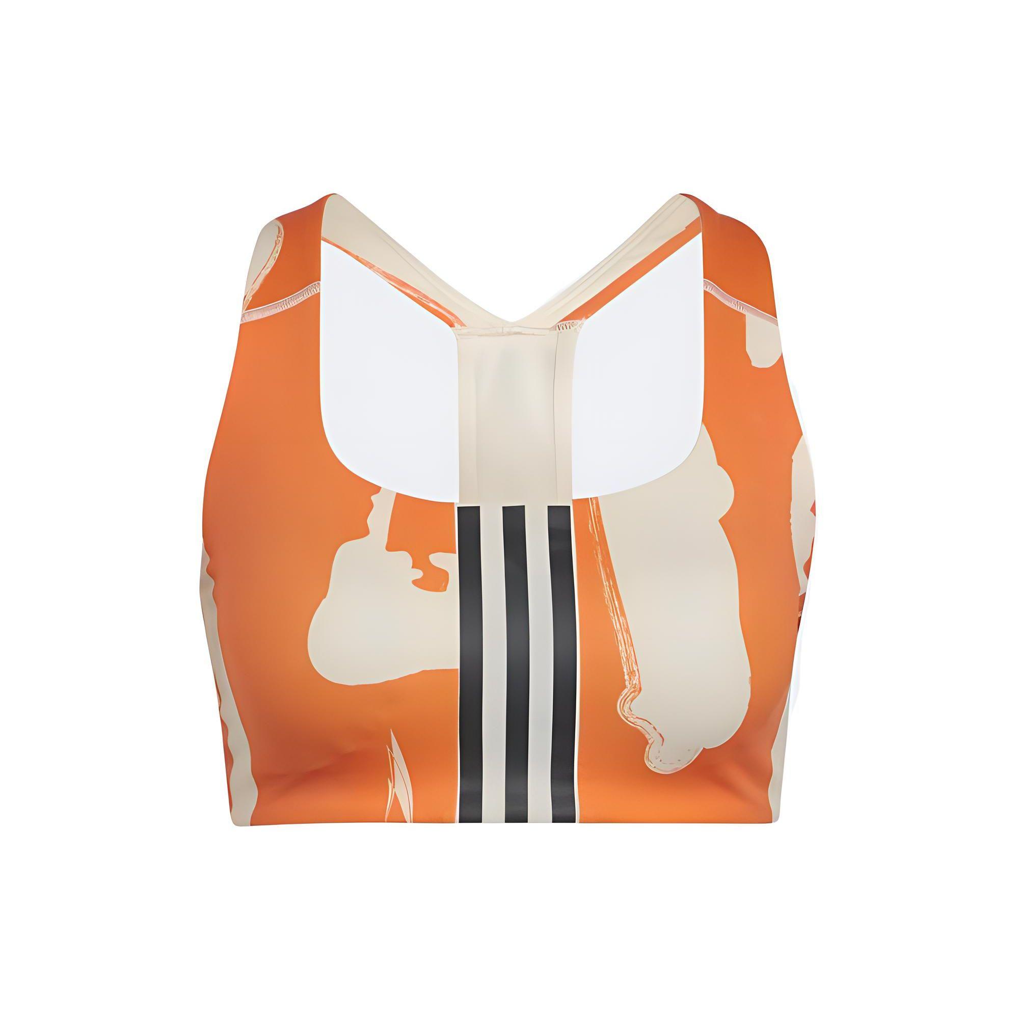 

Adidas Thebe Magugu Training Classic Three Stripes Fixed Strap Sports Bra Women Underwear Orange HN7865 XXS