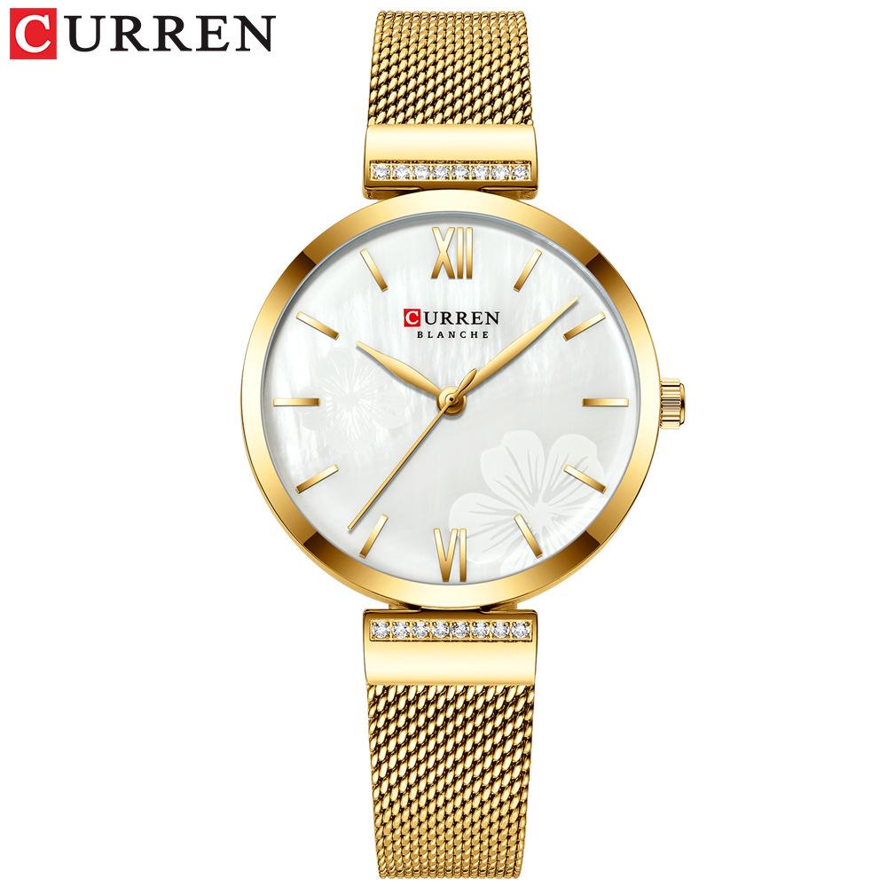 Curren 9067 Wasserdichte Quarz-Modeuhr für Damen mit Netzarmband
