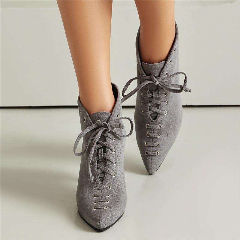 Women's High-heeled Short Boots Autumn and Winter New Thick-heeled Large-size Splicing Casual Versatile Short Boots